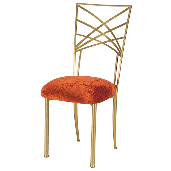 Gold Fanfare with Paprika Crushed Velvet Cushion Charming Chairs